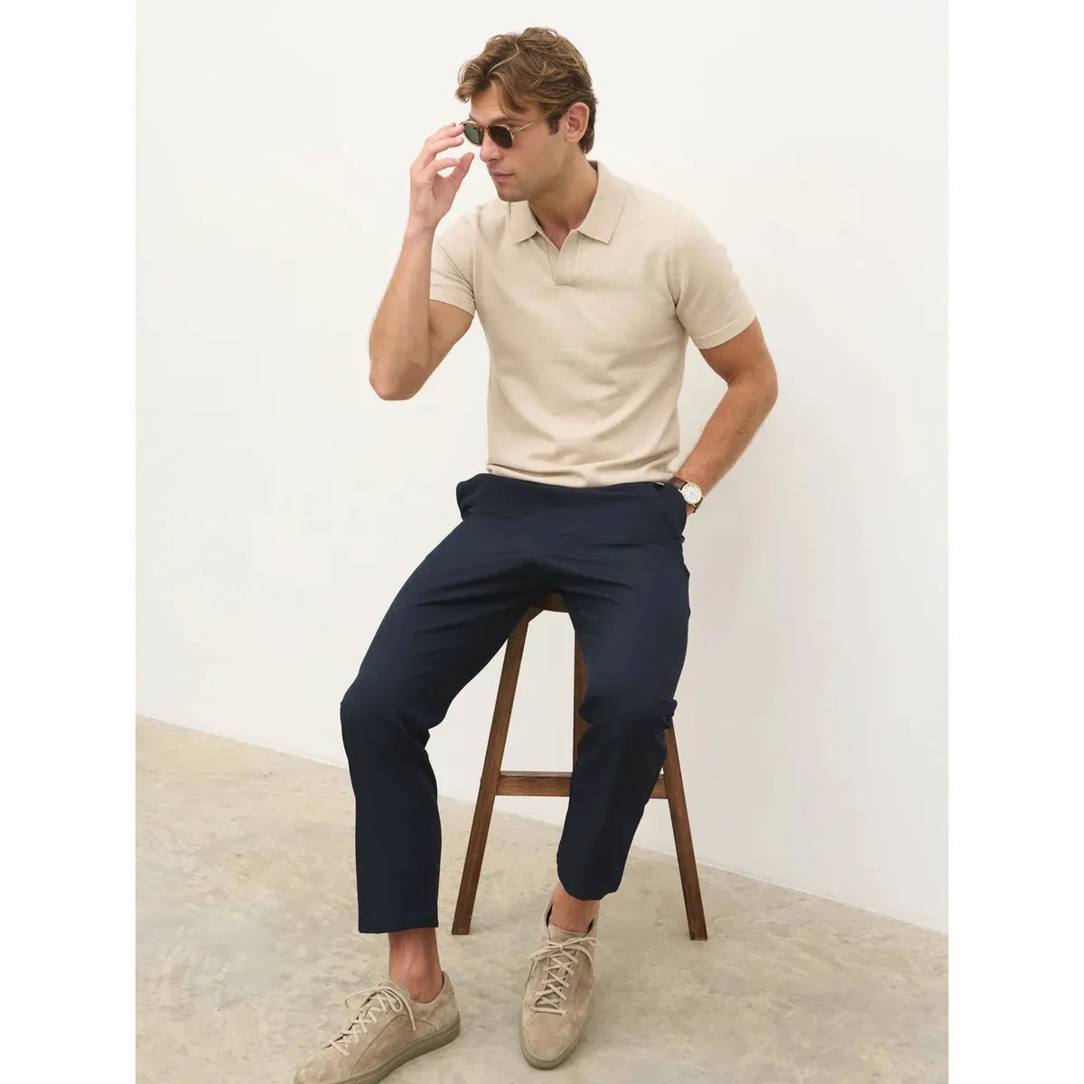 NOBL West Knit Polo Top Beige