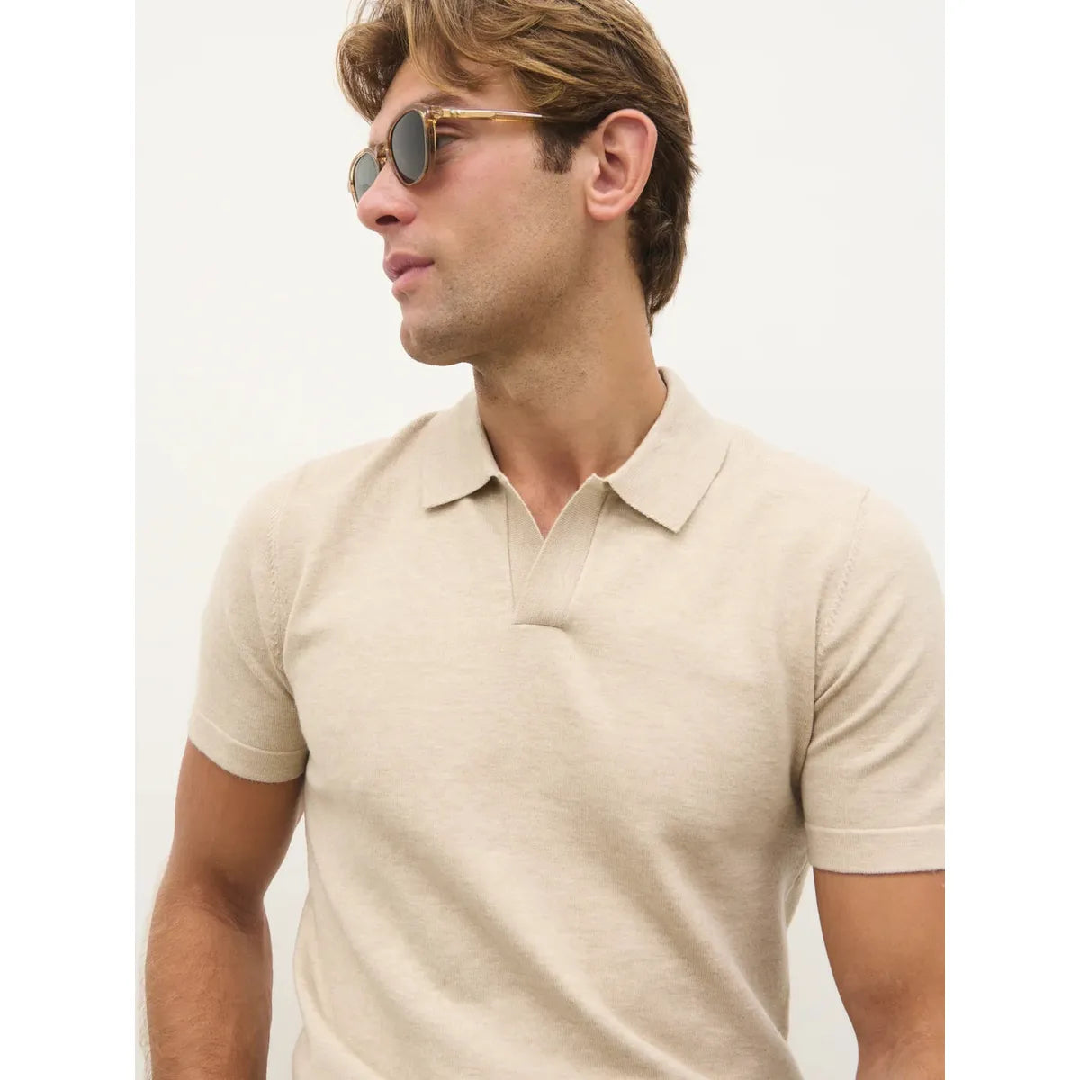 NOBL West Knit Polo Top Beige