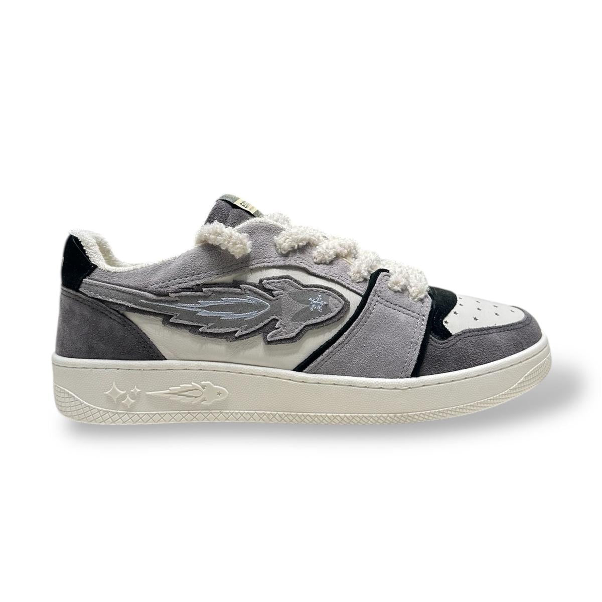 Enterprise Japan X Mr Something EGG Rocket Sneakers In Fumo/Nero/Confetto Suede and Leather