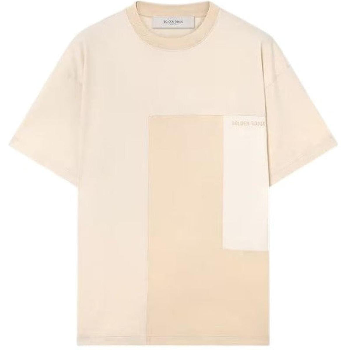 Golden Goose Patchwork T-Shirt in White and Beige