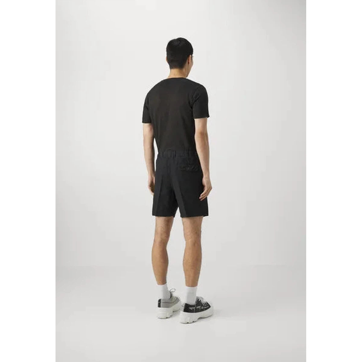 120%Lino Black linen Bermuda