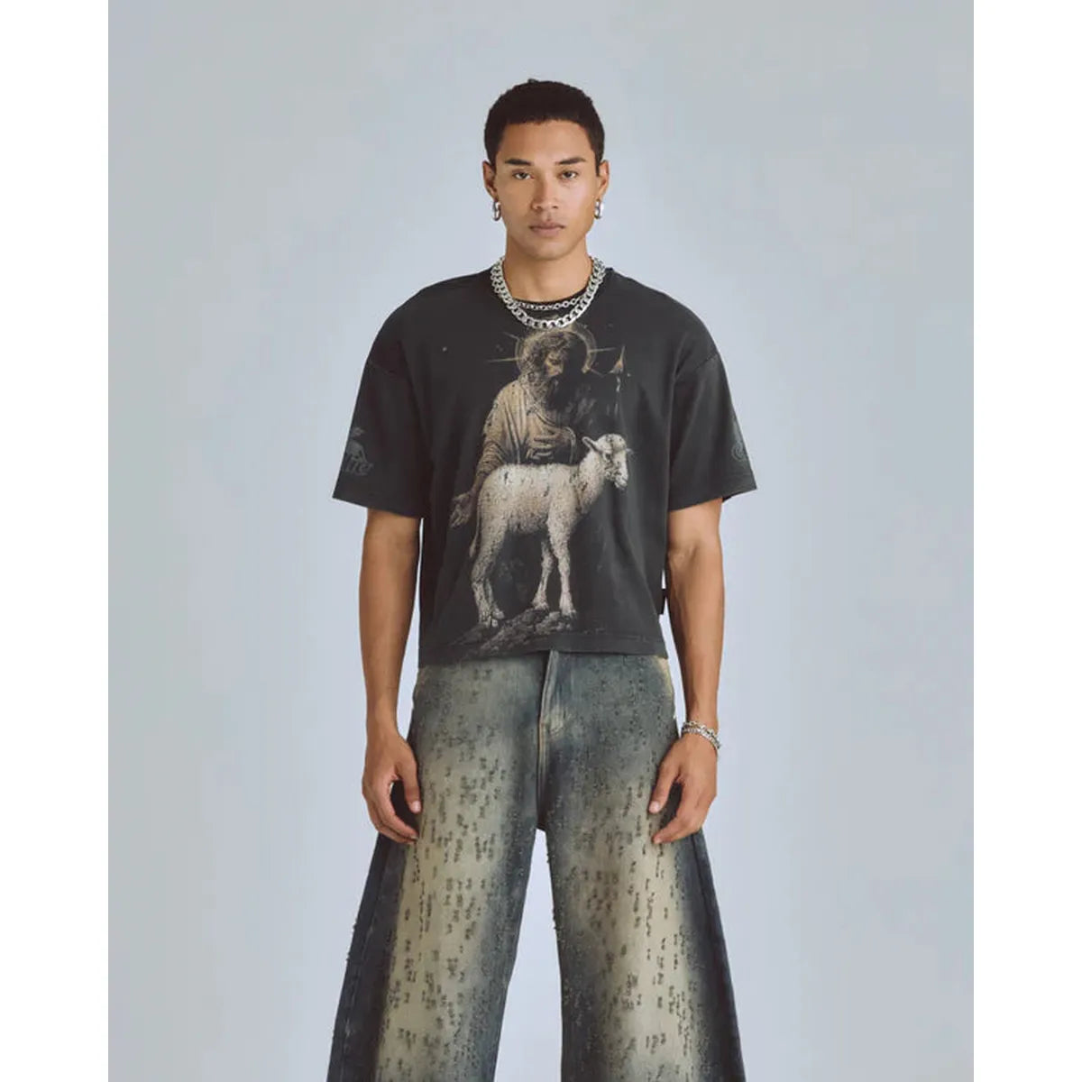 Undergold Agnus Dei Saint Shepherd Boxy Fit Vintage Black T-shirt