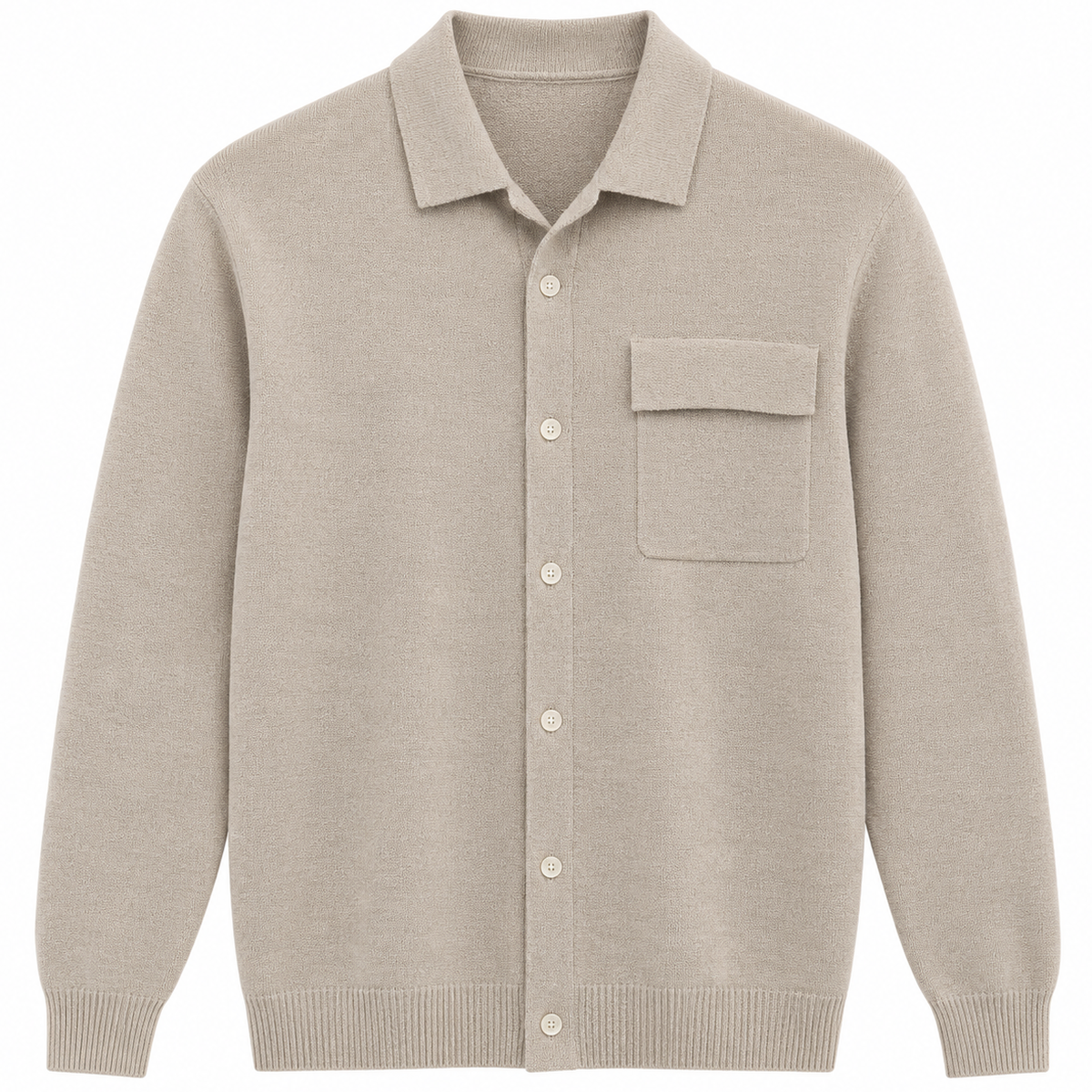 NOBL Koen Knitted Shirt in Oatmeal