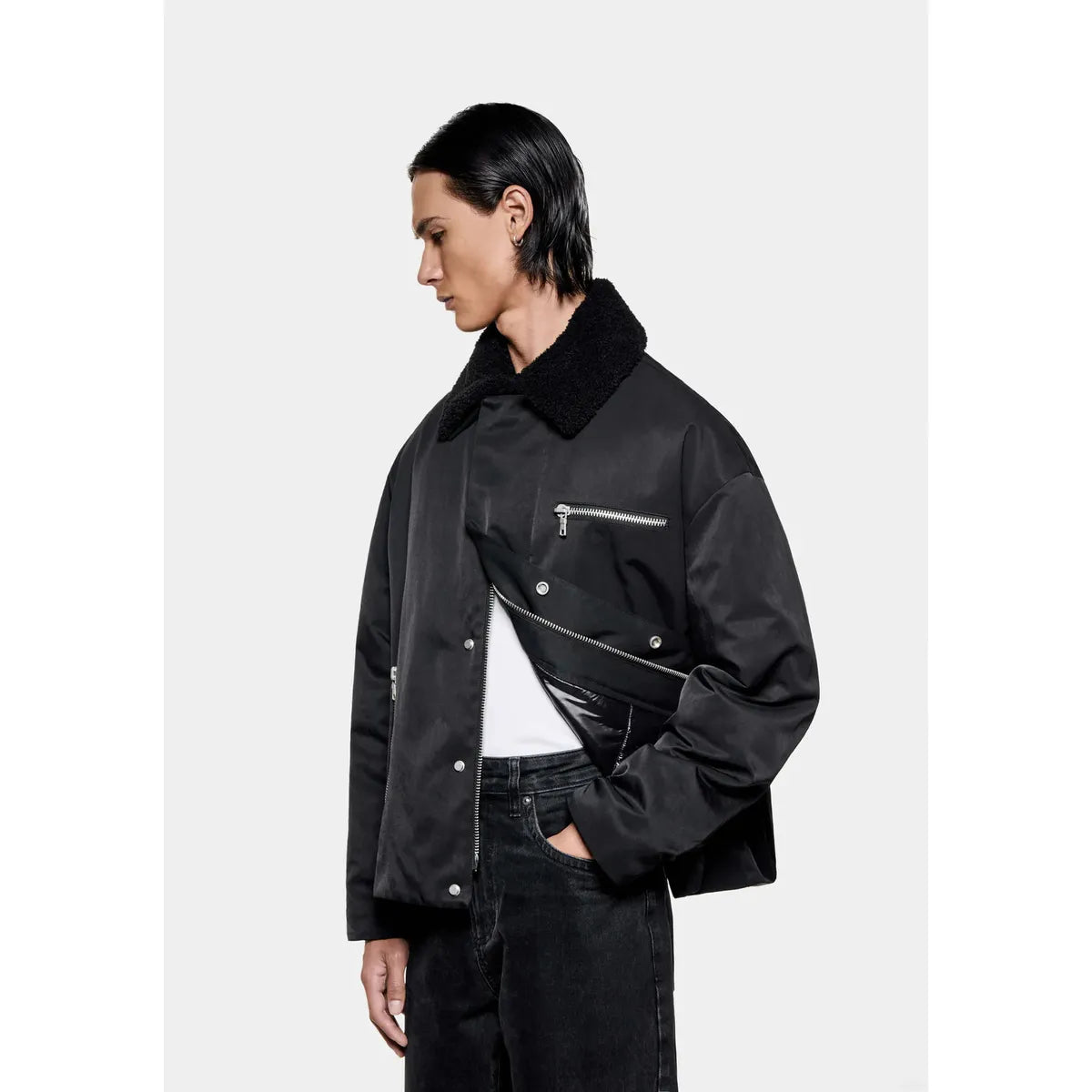 MKI PADDED NYLON BOX BLACK JACKET