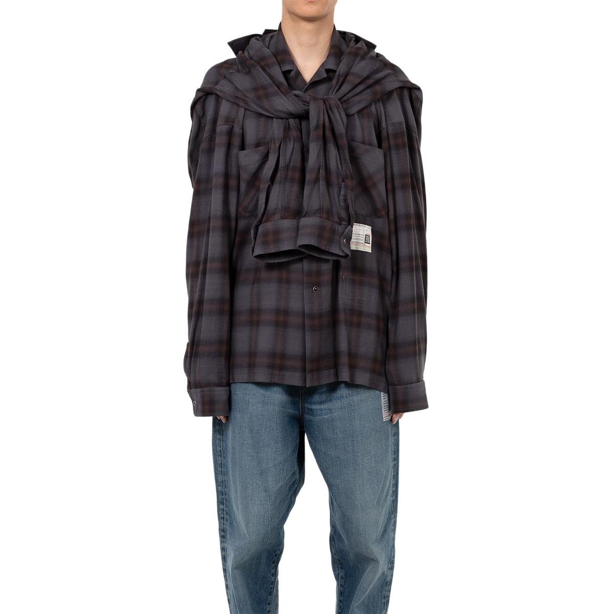 Maison Mihara Sleeve Layered Check Shirt