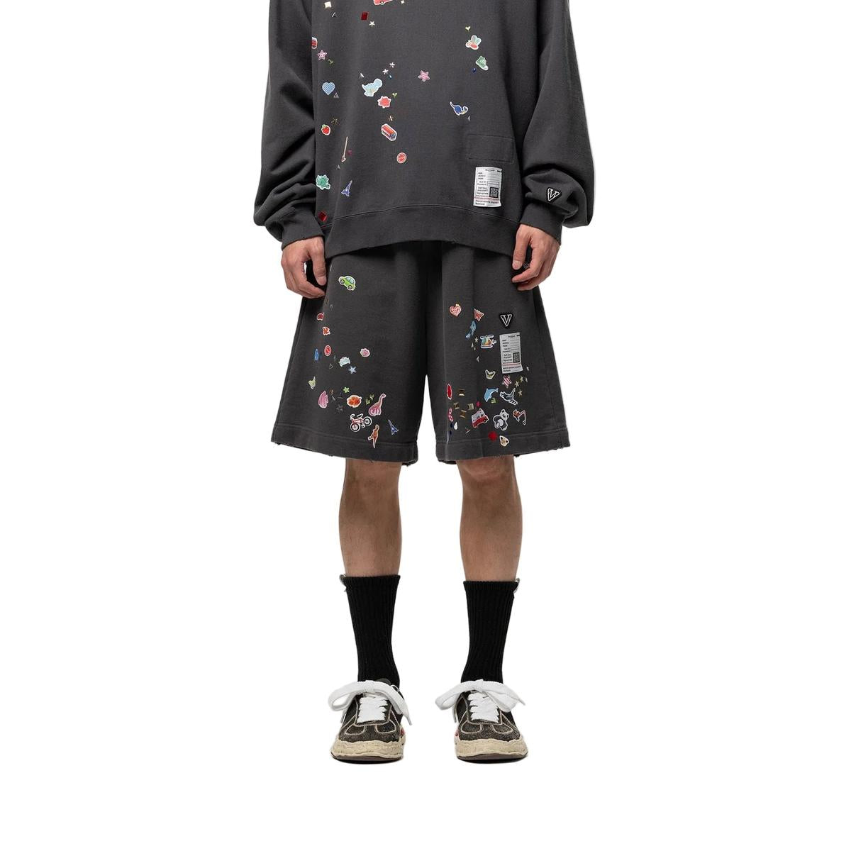 Maison Mihara Kids Sticker Printed Sweat Shorts