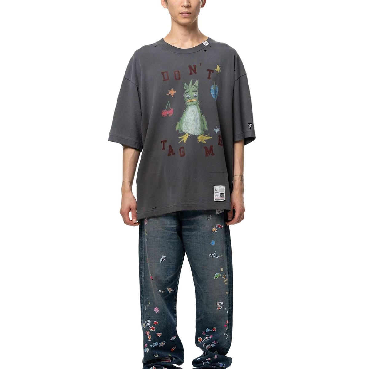 Maison Mihara Leon Doodle Printed Black T-shirt