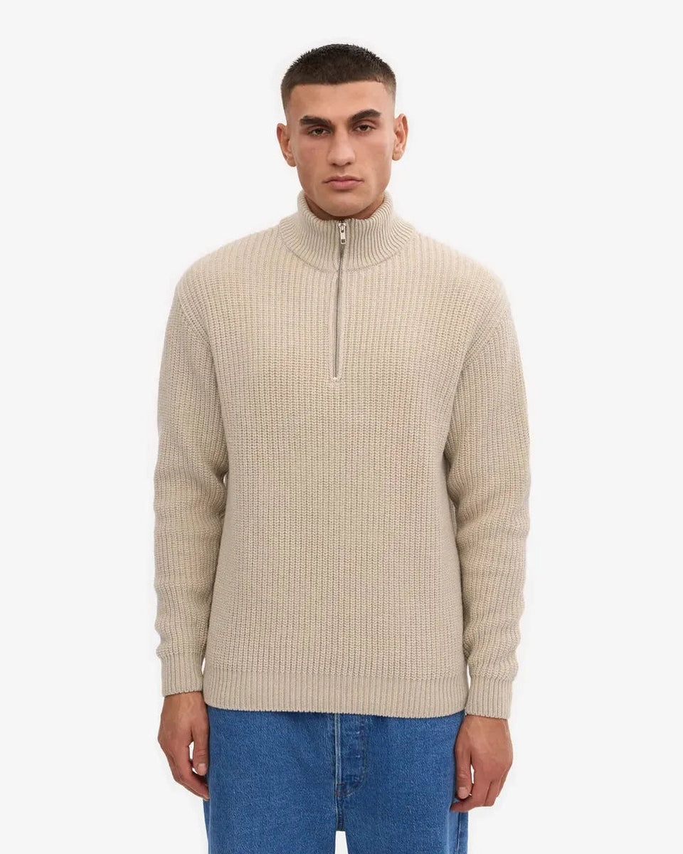 Colorful Standard Merino Quarter Zip in Ivory White