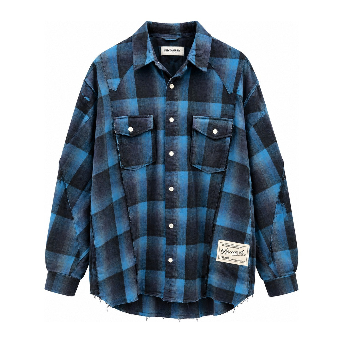 Discovered Oversized Check Flannel Shirt in Blue