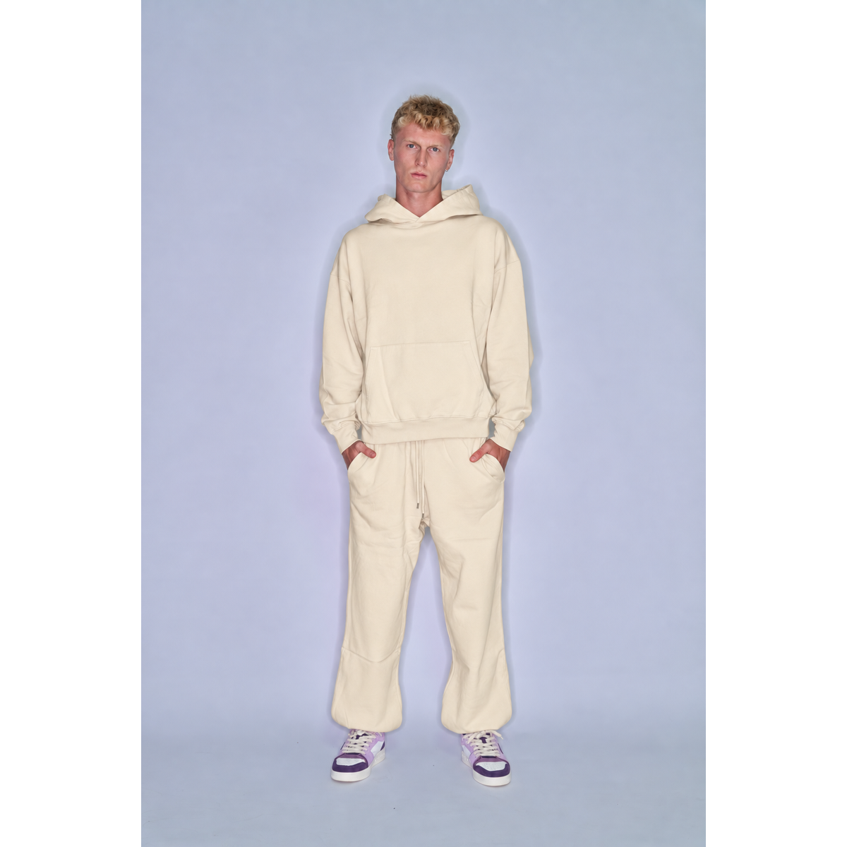 Colorful Standard Ivory White set – full look on model