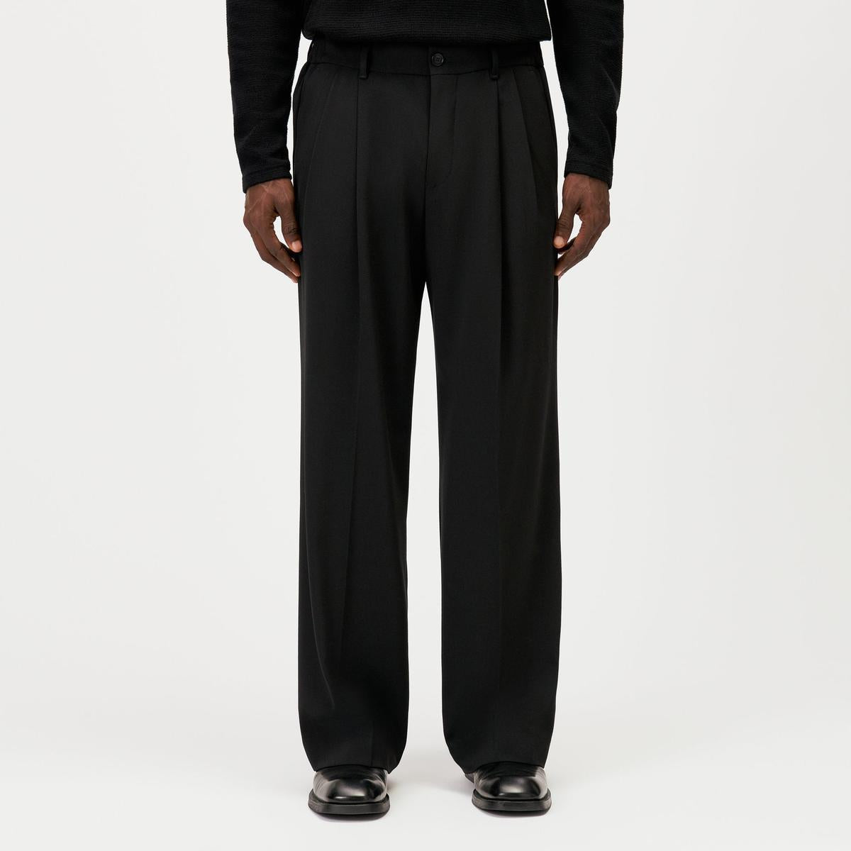 Drykorn Leek Black Wide Trousers – front