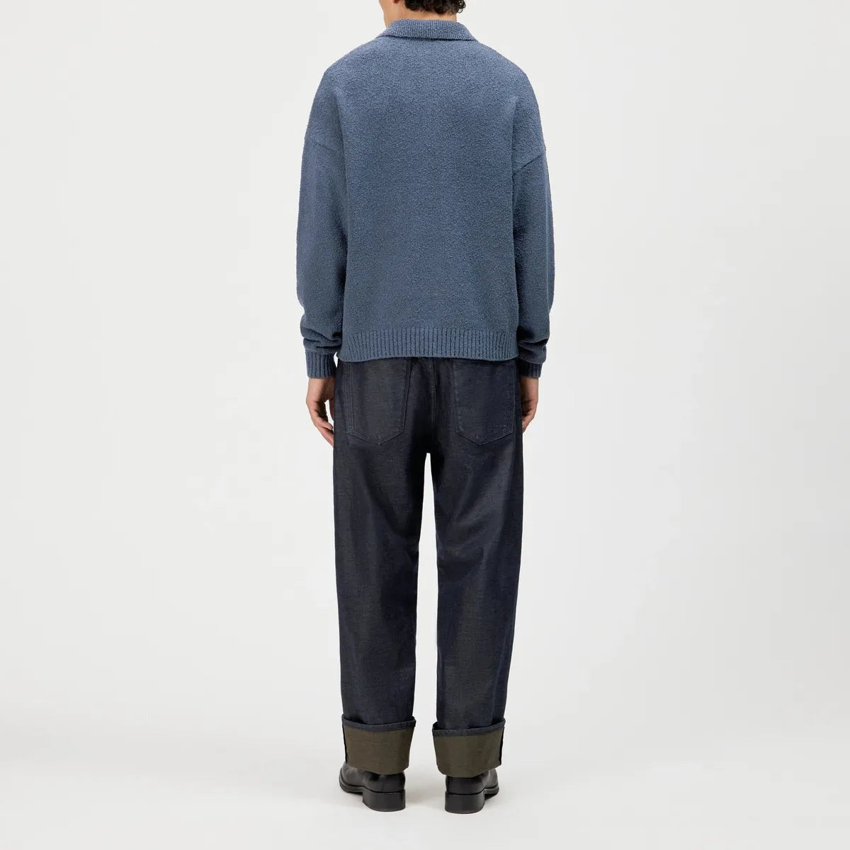 Drykorn Bekket Knitted Polo Shirt in Blue
