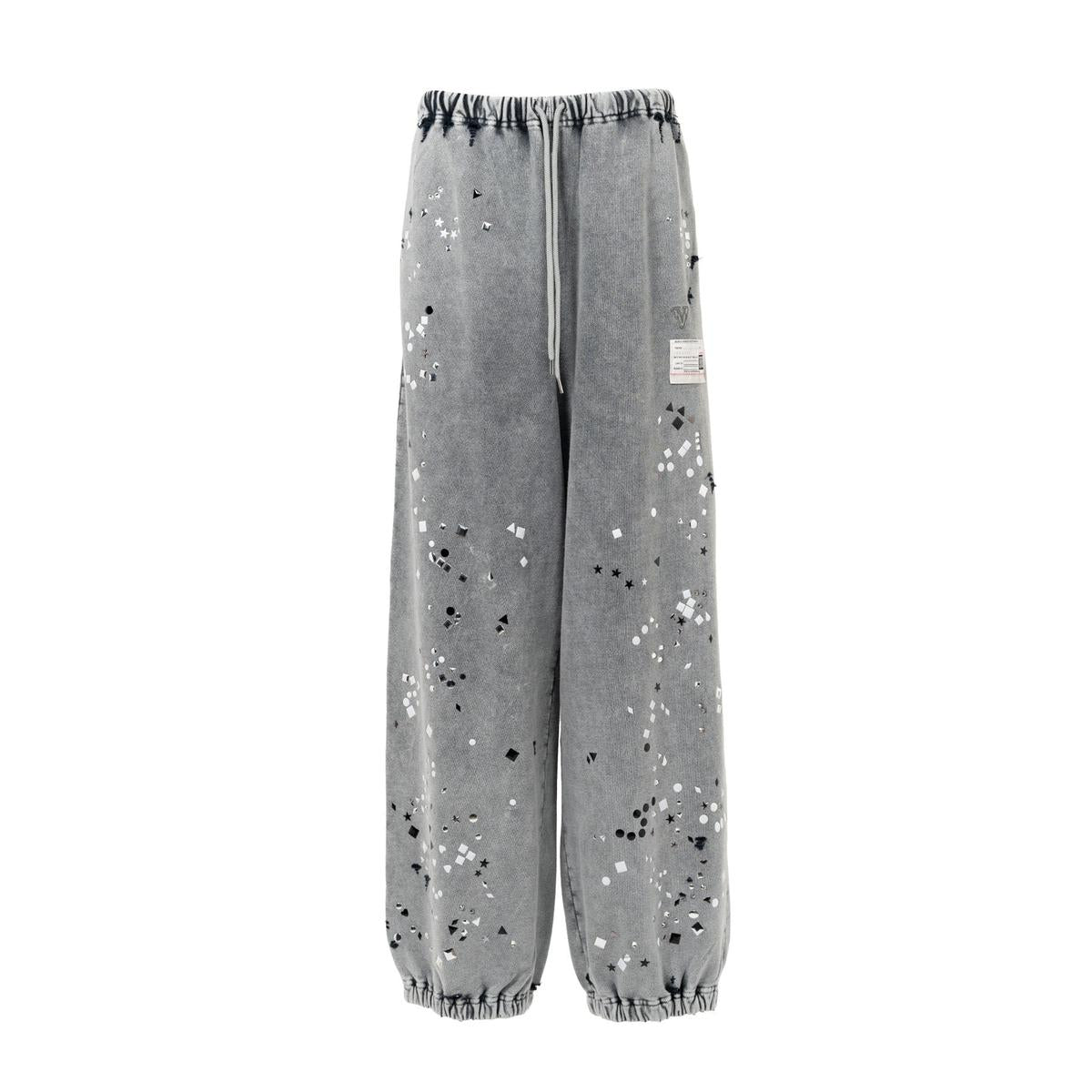 Maison Mihara Embellished Bleached Gray Sweat Pants