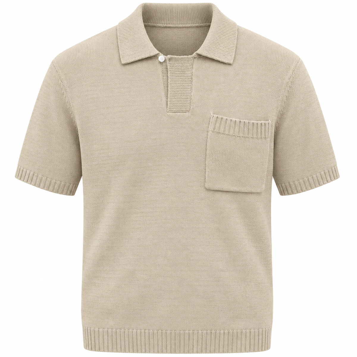 NOBL Bobby Knit Polo in Beige