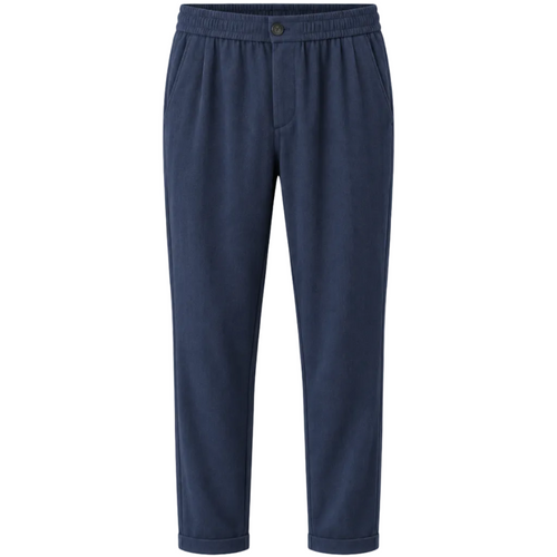 NOBL Rafe Linen Drawstring Trousers in Navy