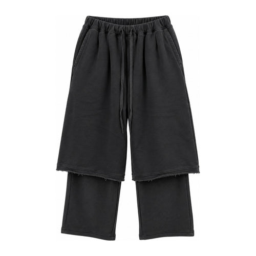 Discovered Layered Wide Trousers in Black