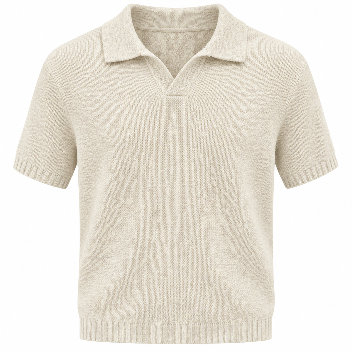 NOBL Mason Fine Tape Knit Polo in Light Grey