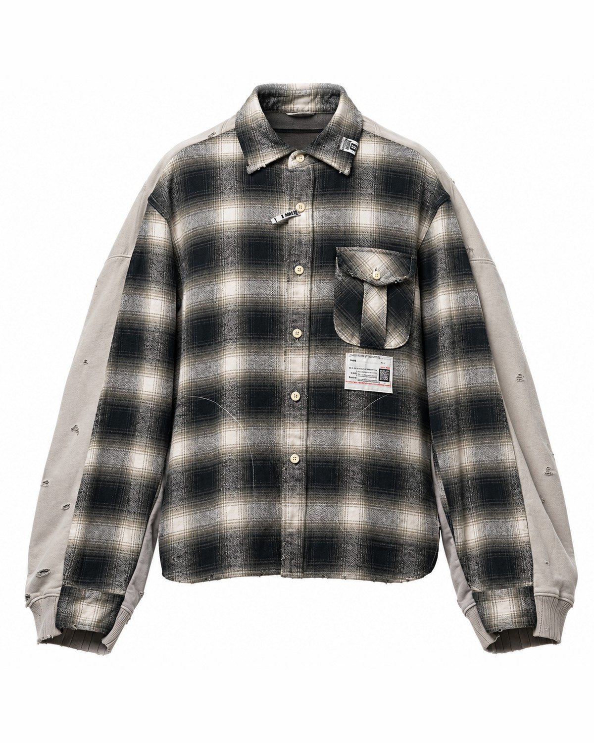 Maison Mihara Yasuhiro Front-Back Combined Check Shirt