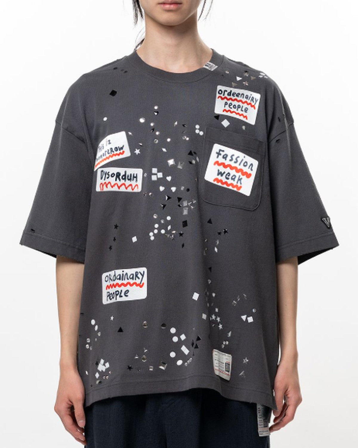 Maison Mihara Yasuhiro Sticker T-Shirt in Black