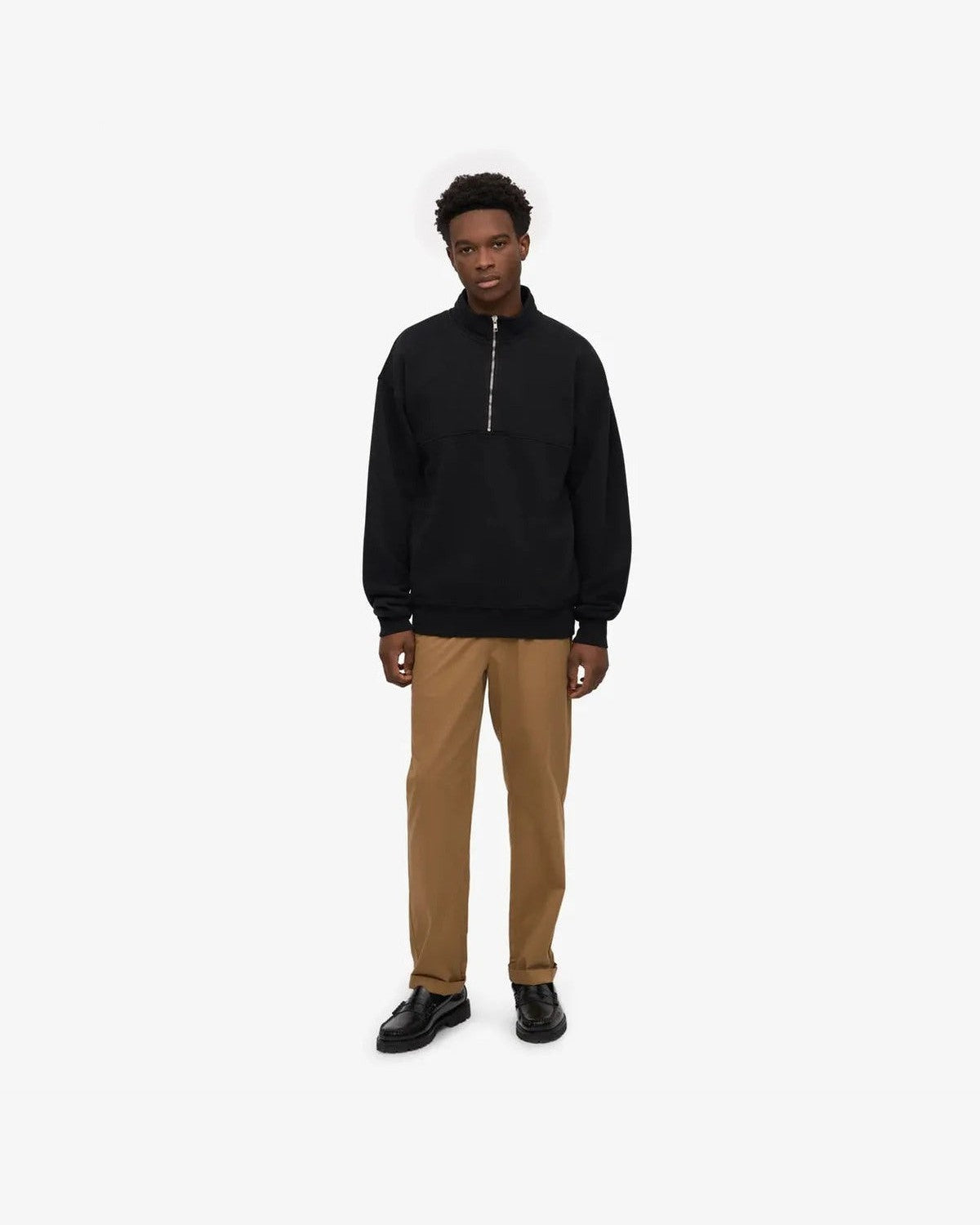 Colorful Standard Organic Quarter Zip in Deep Black