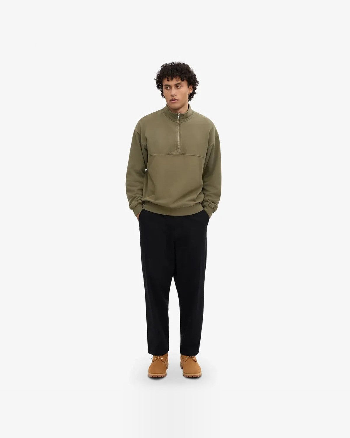 Colorful Standard Organic Quarter Zip in Dusty Olive