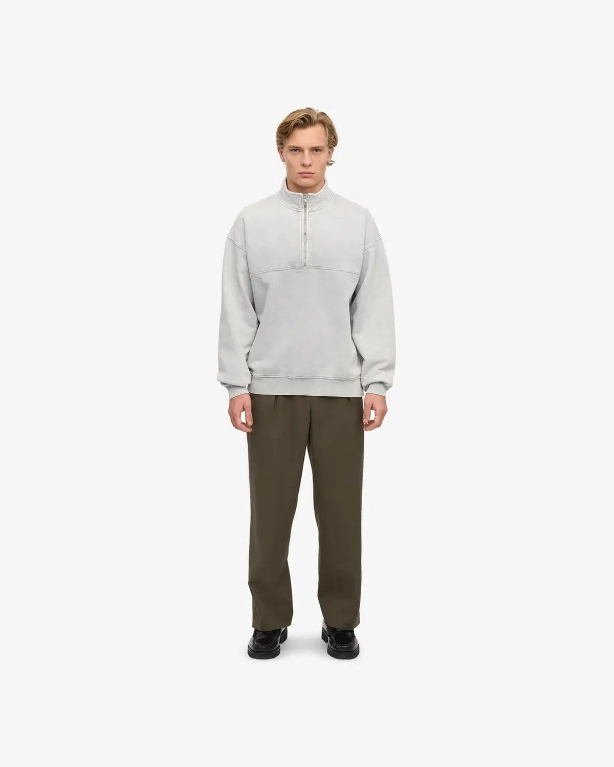 Colorful Standard Organic Quarter Zip in Faded Grey