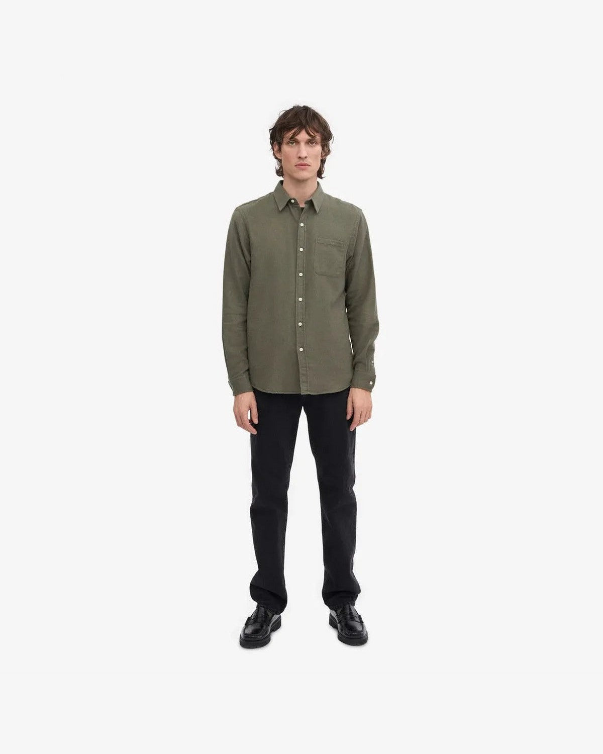 Colorful Standard Organic Flannel Shirt in Dusty Olive