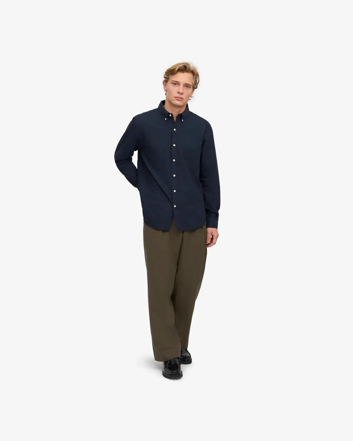 Colorful Standard Organic Flannel Shirt in Navy Blue