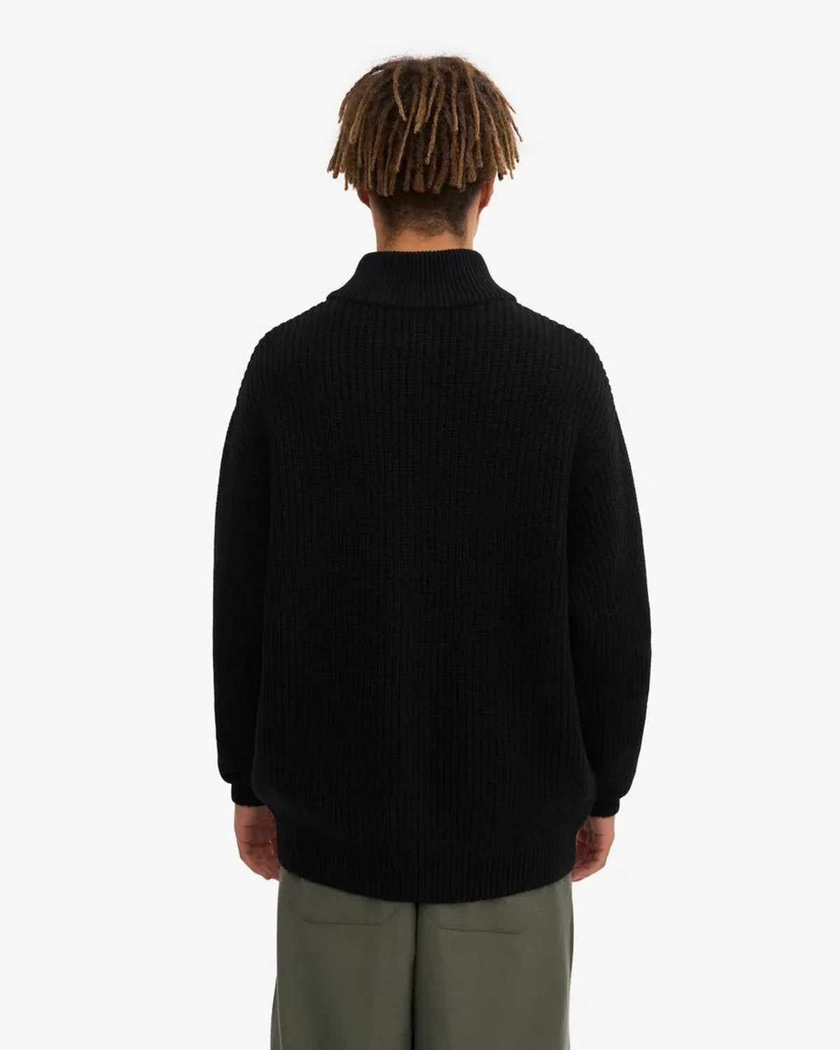 Colorful Standard Merino Quarter Zip in Deep Black