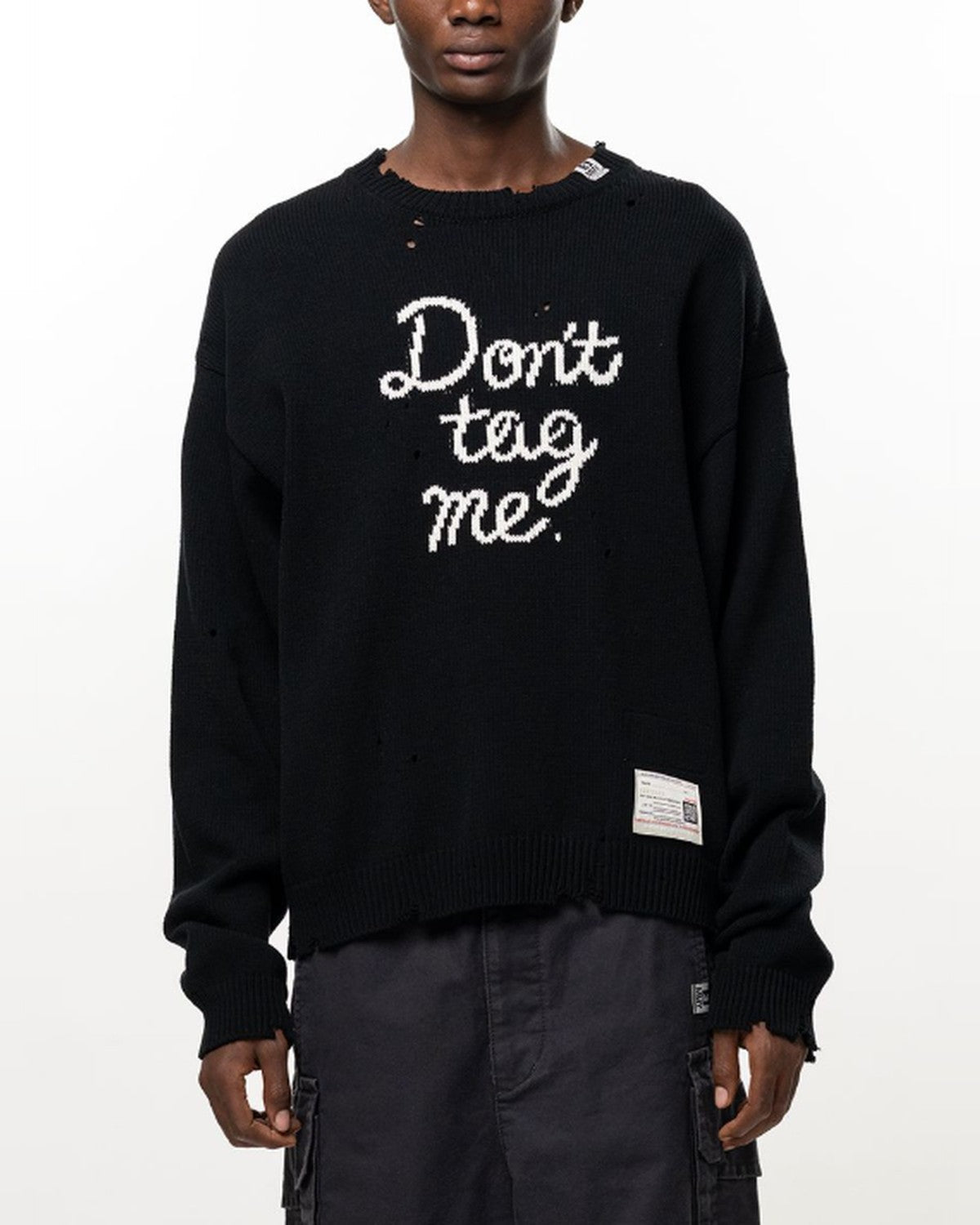 Maison Mihara Yasuhiro Don't Tag Me Jacquard Sweater in Black