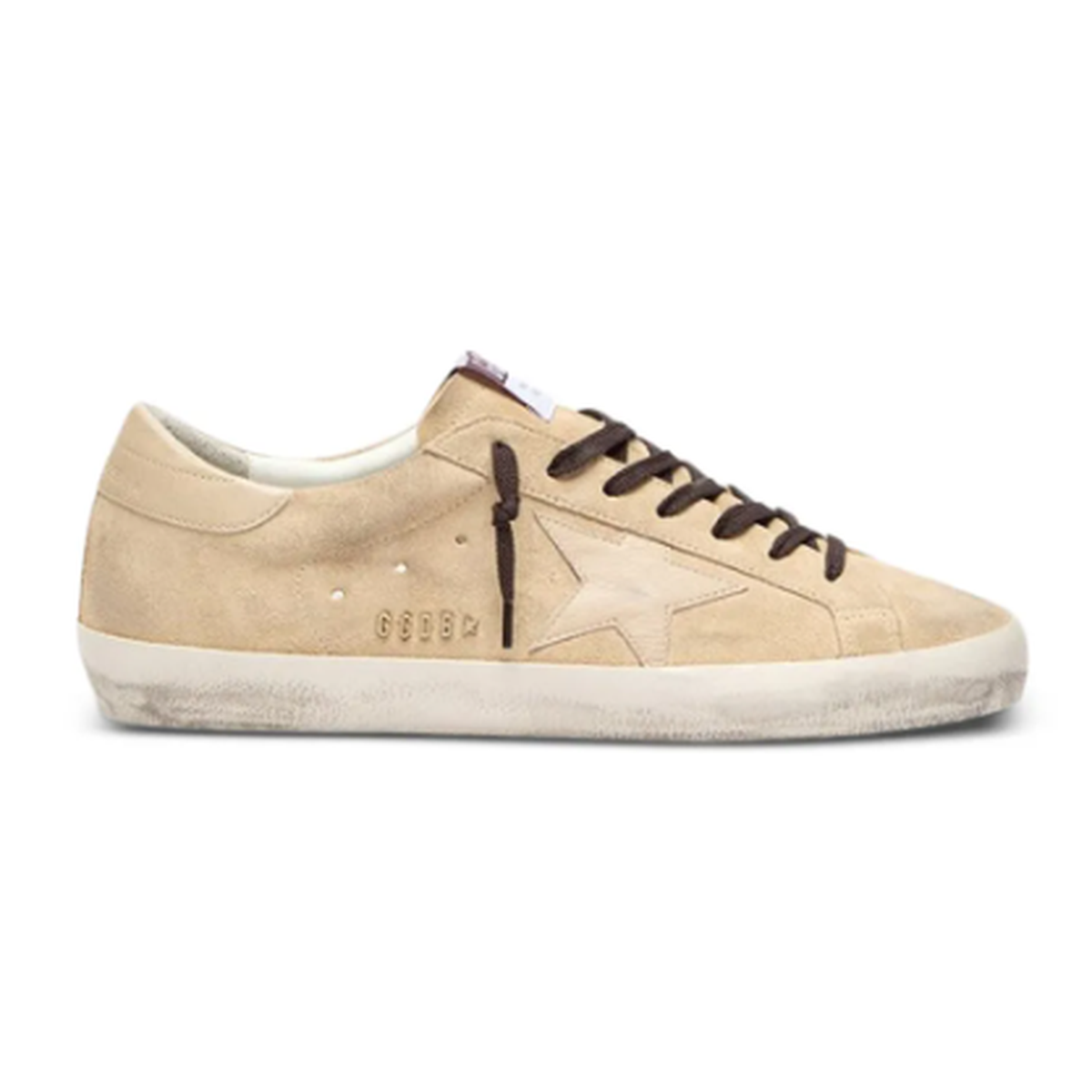 Golden Goose Super-Star Suede Sneakers in Beige with a Metal Lettering