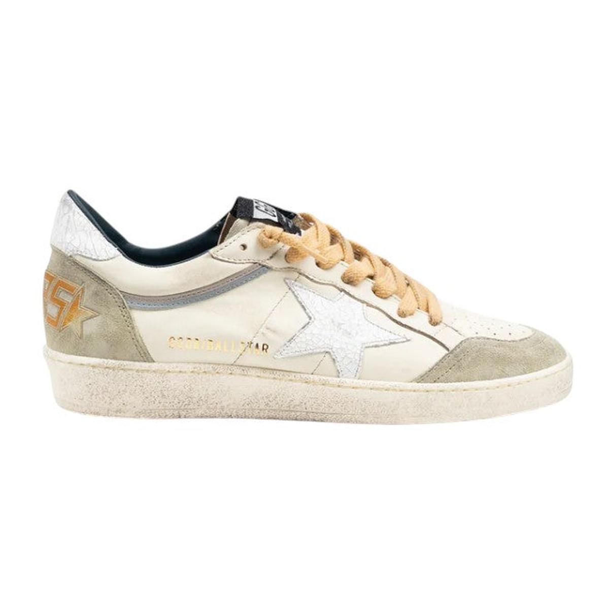 Golden Goose White/Nut Green Ballstar Sneakers
