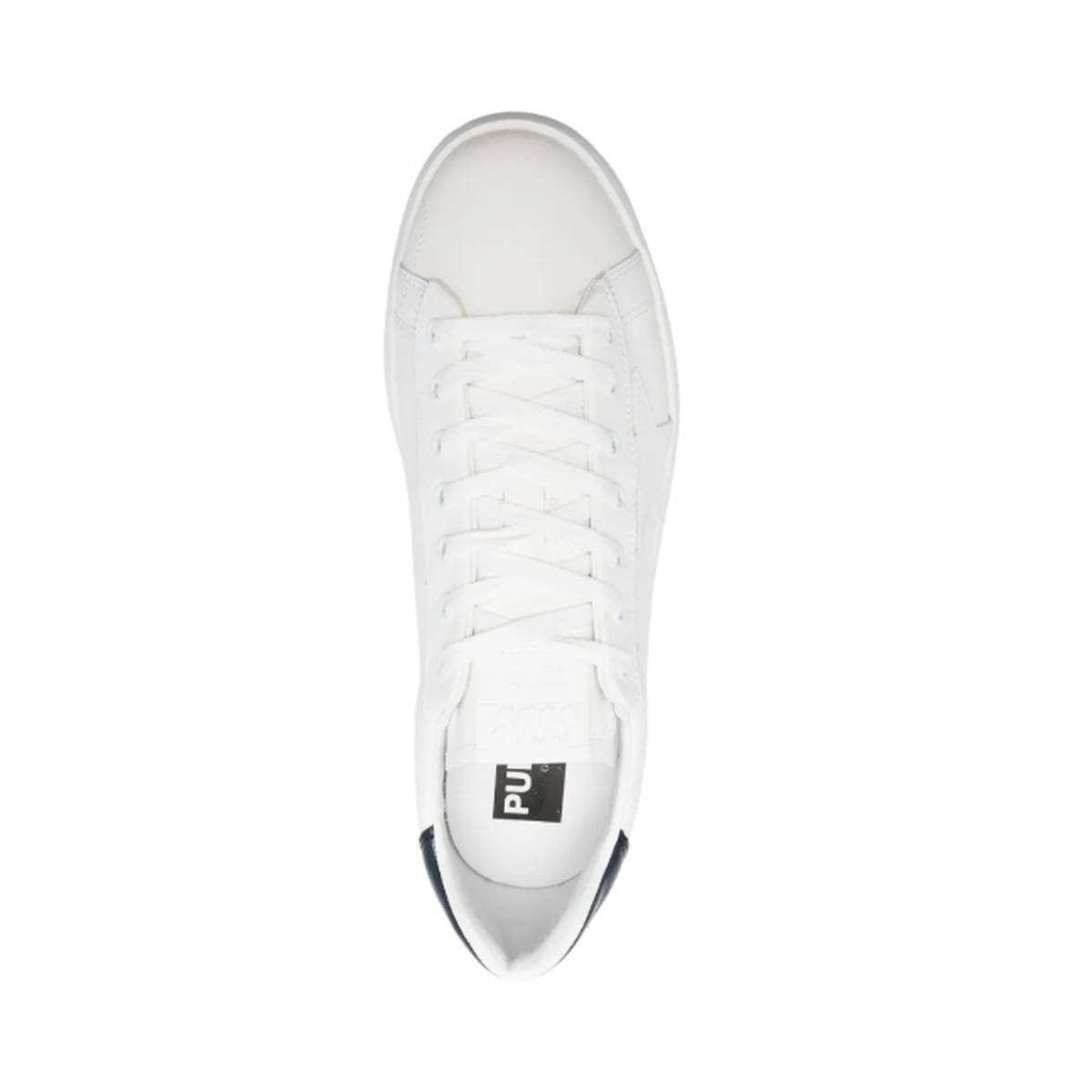 Golden Goose Purestar Leather Sneakers in White and Blue Navy with a Star Shiny Leather Heel