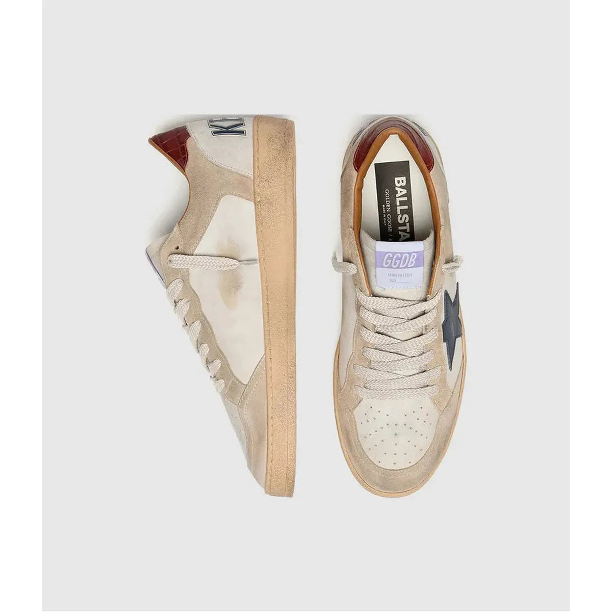 Golden Goose White/Beige/Ink Blue/Brown Ballstar Sneakers