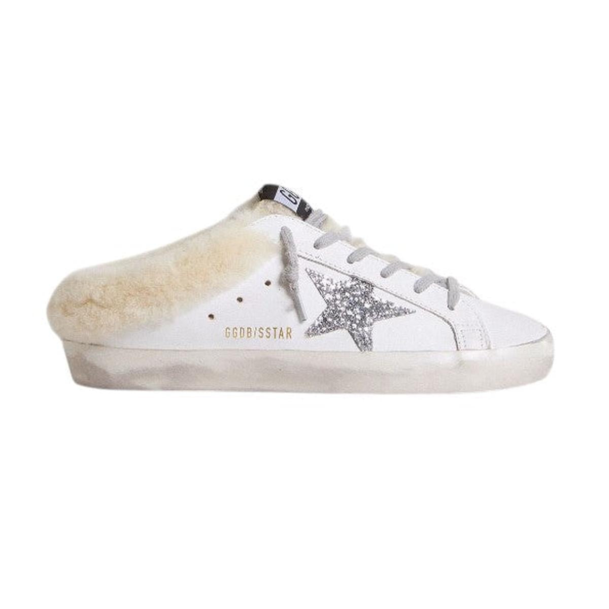 Golden Goose White/Silver/Beige Super-Star Sabot Sneakers