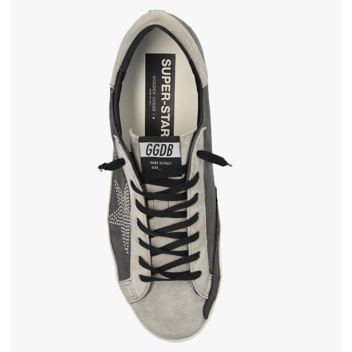 Golden Goose Super-Star Nabuk Leather Sneakers in Antractive/Dove with a Studded Star