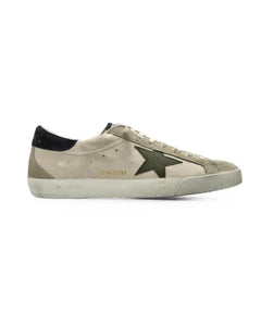 Golden Goose Super-Star Sneakers in Cream, Olive and Blue