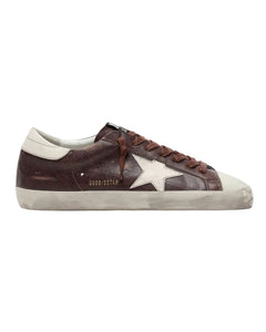 Golden Goose Super-Star Sneakers in Dark Red and Buttercream