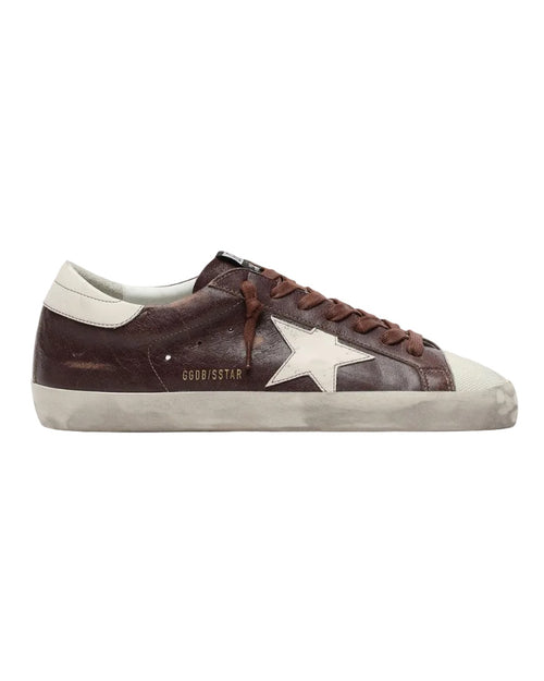 Golden Goose Super-Star Sneakers in Dark Red and Buttercream