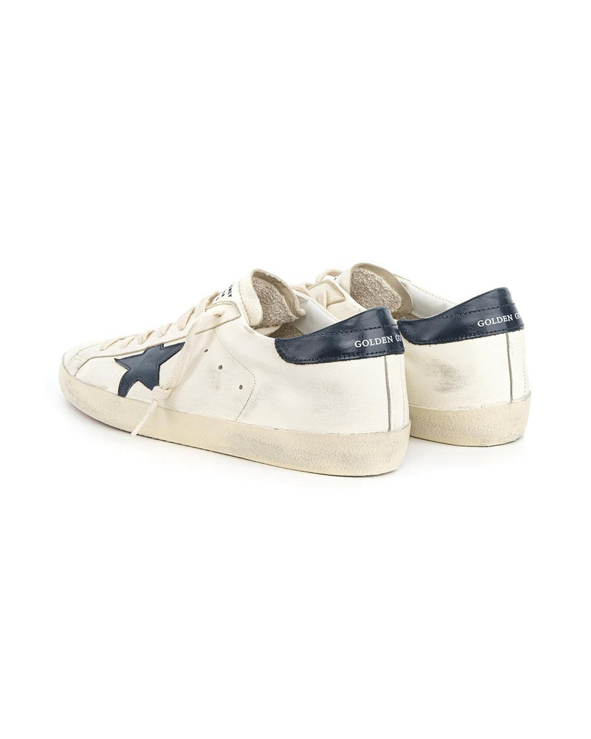 Golden Goose Super-Star Sneakers in Beige and Night Blue