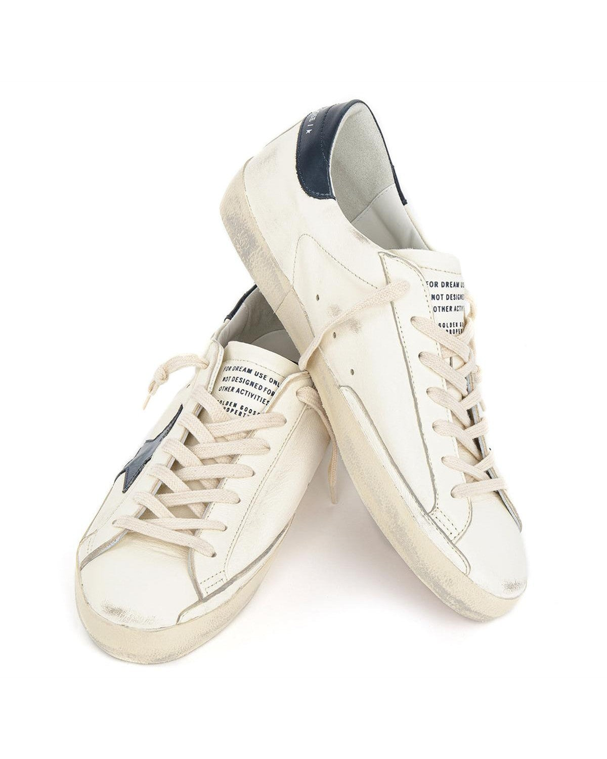 Golden Goose Super-Star Sneakers in Beige and Night Blue