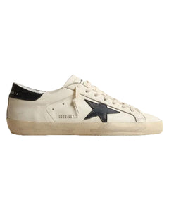Golden Goose Super-Star Sneakers in Beige and Night Blue