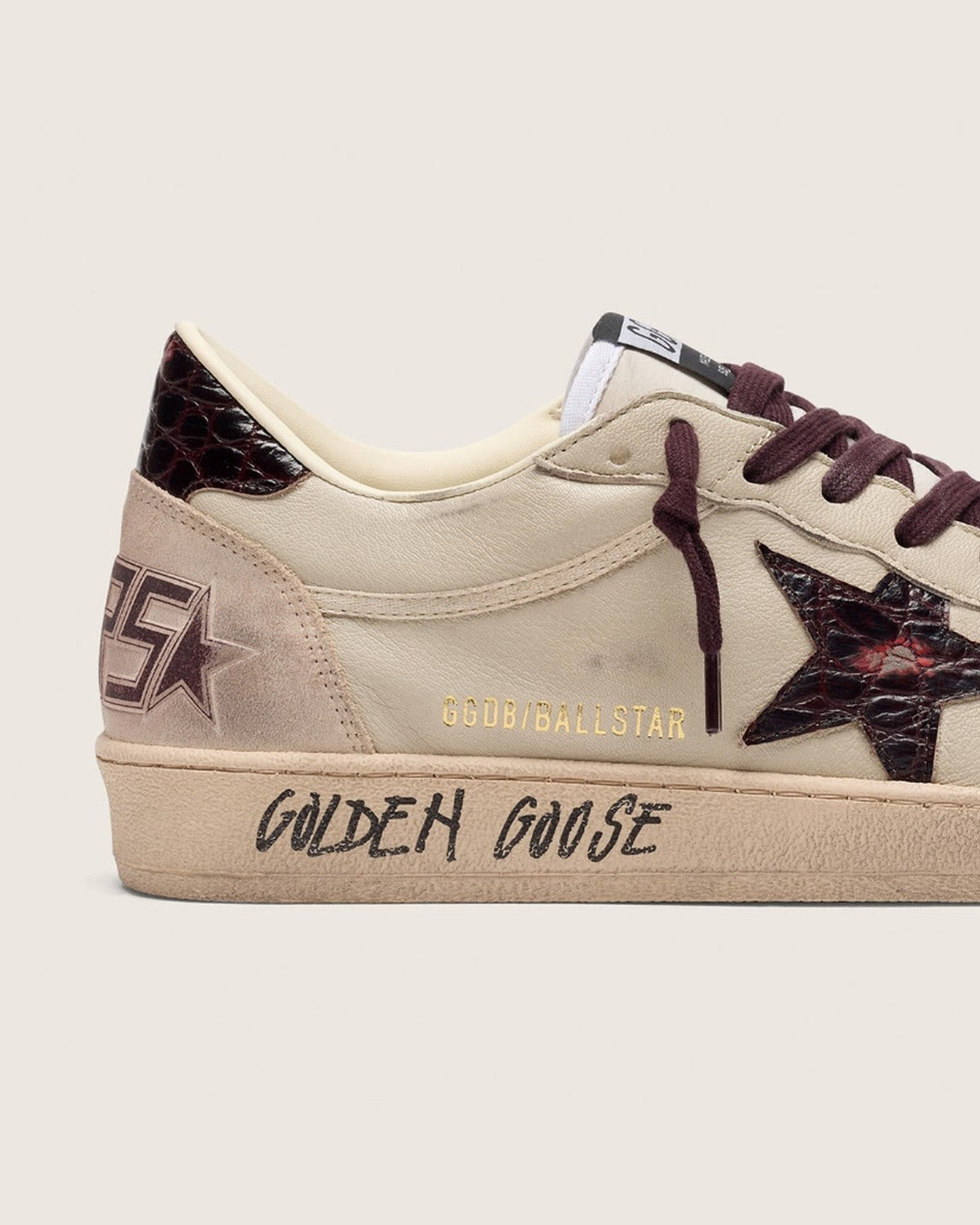Golden Goose Ball Star Sneakers in Cream and Grey