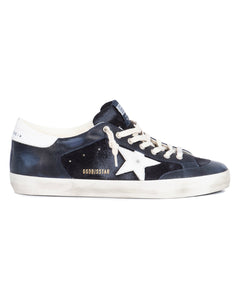 Golden Goose Super-Star Sneakers in Dark Blue and White