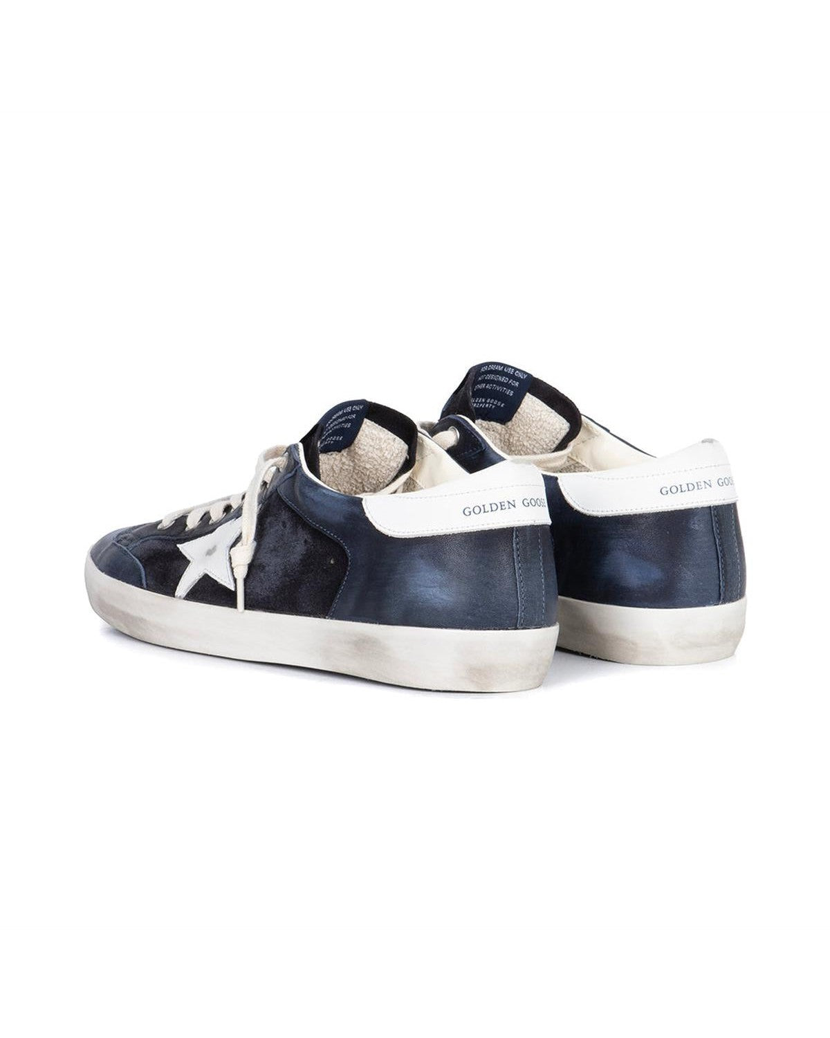 Golden Goose Super-Star Sneakers in Dark Blue and White