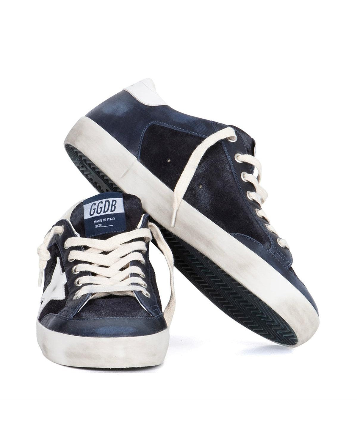 Golden Goose Super-Star Sneakers in Dark Blue and White