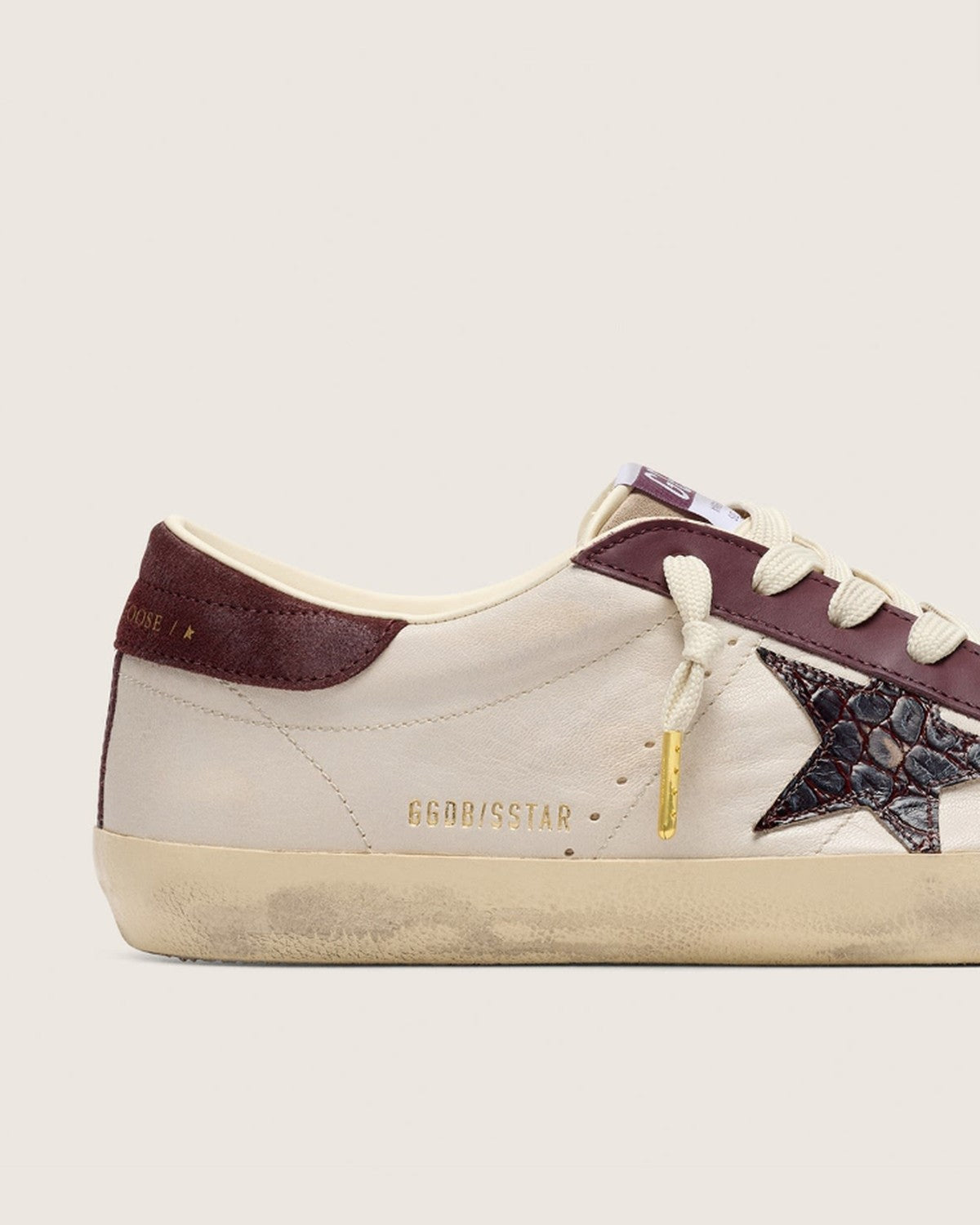 Golden Goose Super-Star Sneakers in Butter and Burgundy