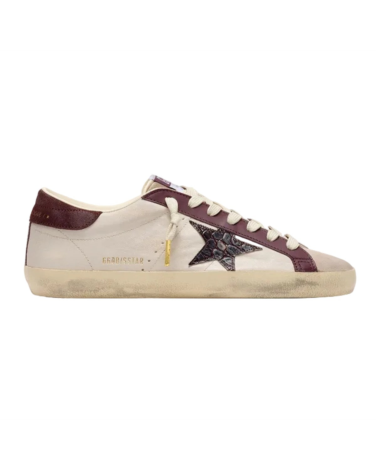 Golden Goose Super-Star Sneakers in Butter and Burgundy