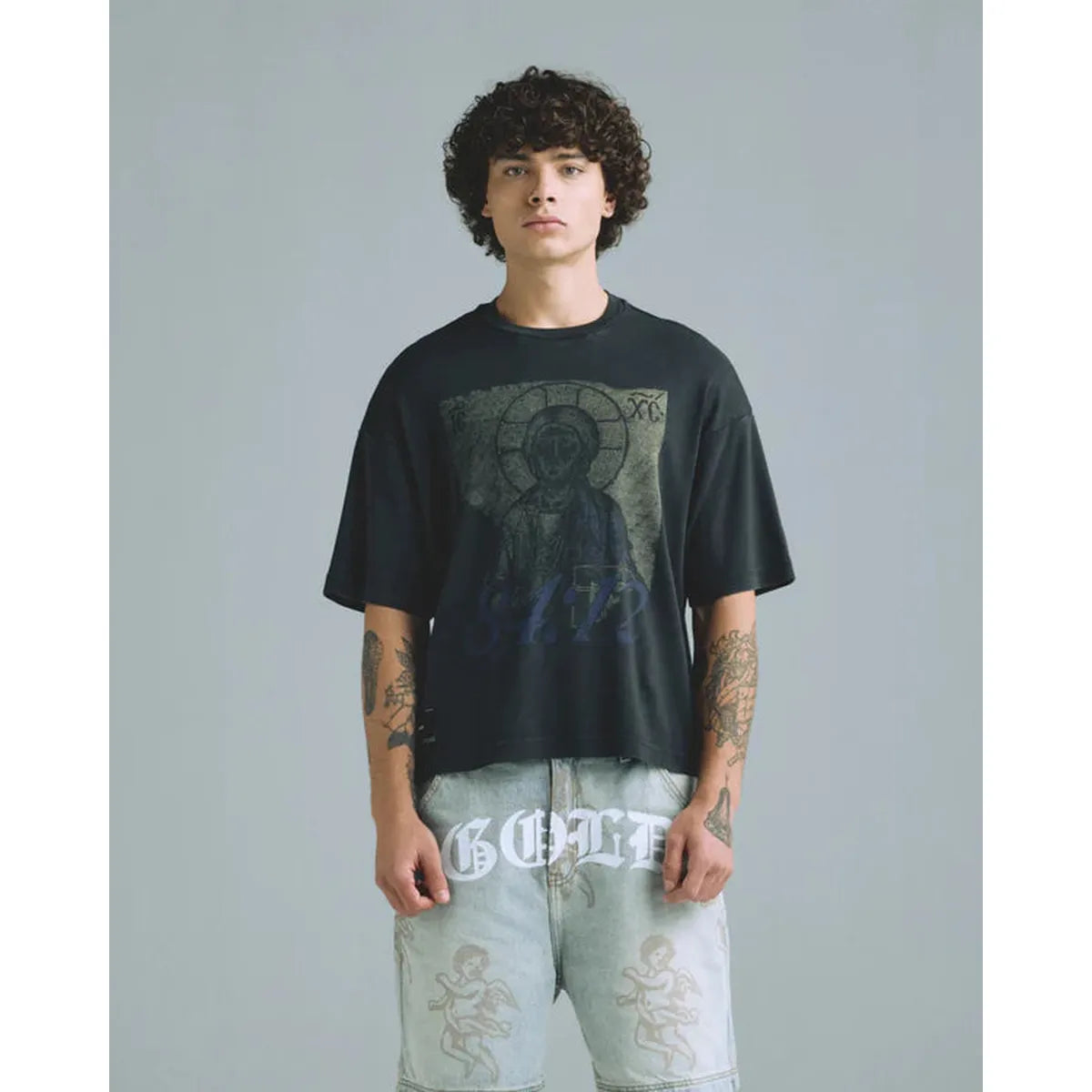 Undergold Gratia Plena Pantocrator Boxy Fit T-shirt Vintage Black