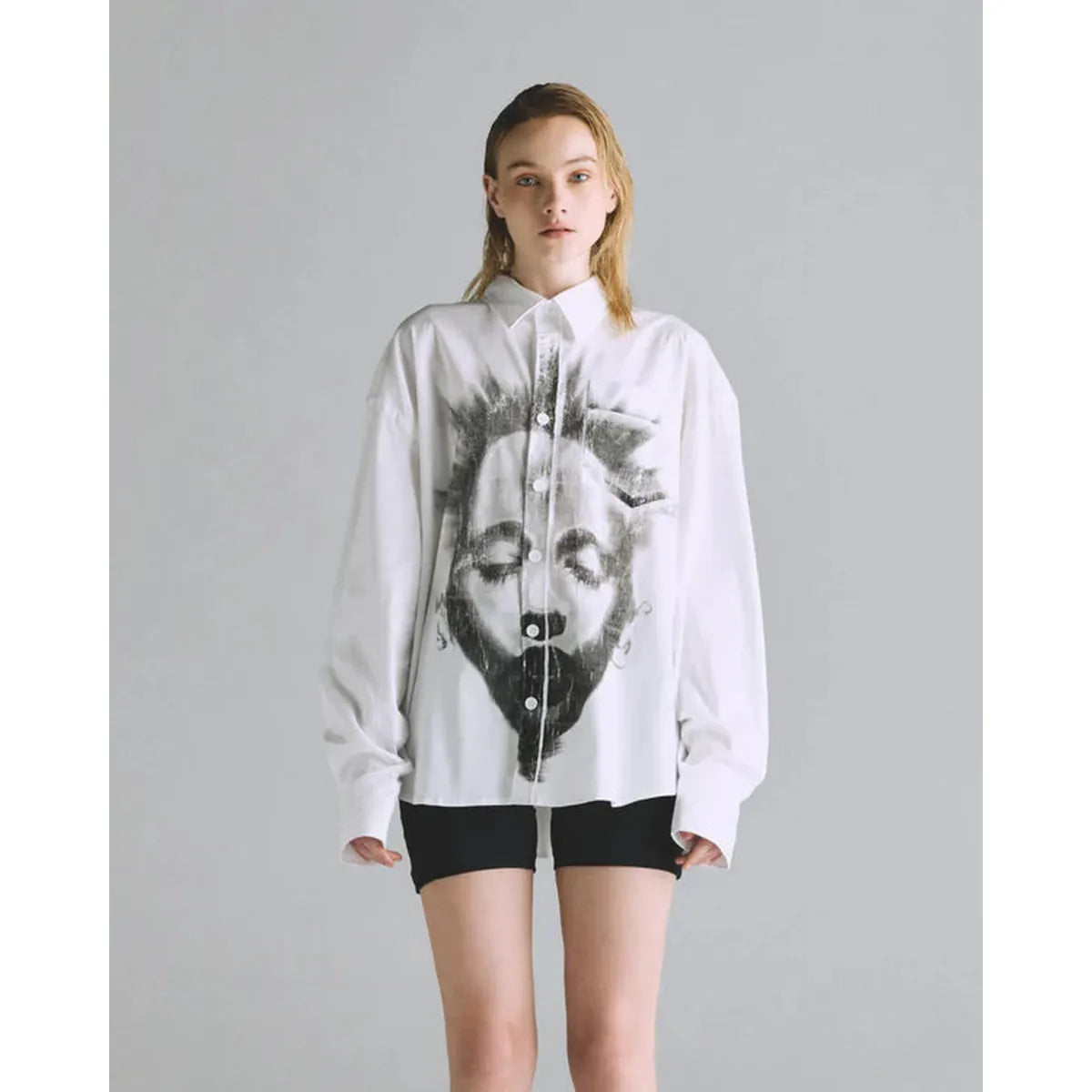 Undergold Helios Face Long Sleeve Boxy Bone Shirt